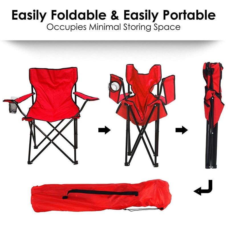 Arcanine Portable Folding Chair Picnic Outdoor Camping Chairs Garden Picnic Travelling Lawn Patio Chair with Arm Rest Cup Holder and Carrying Bag - Image 3