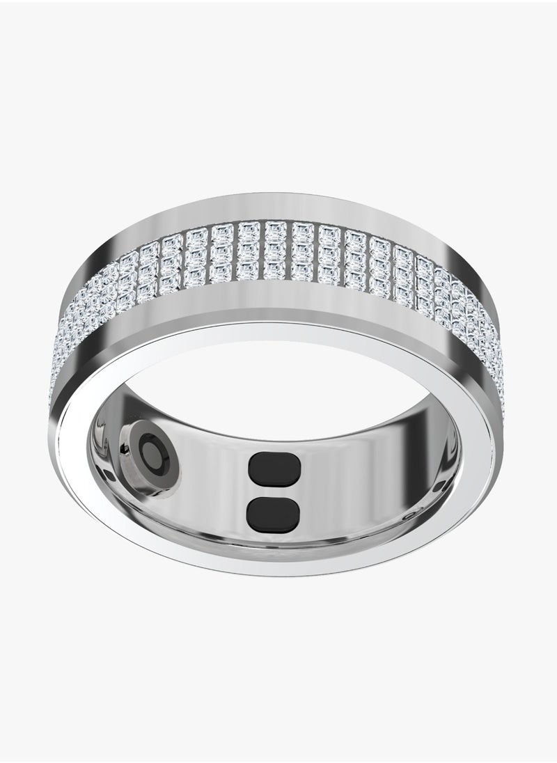 porodo - Jewels Smart Ring Health Tracker M Size 8 18.2mm / Works with App  / Heart Rate & Sleep Monitor/ Sports Mode/Calorie/Distance/Pedometer/Daily Fitness /Menstrual Cycle/SpO2/Body Temperature - Silver - Image 1