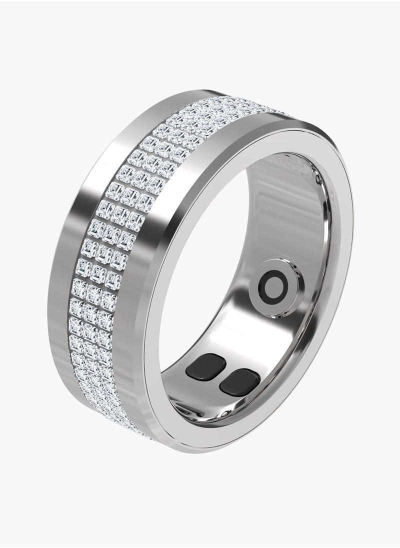 porodo - Jewels Smart Ring Health Tracker M Size 8 18.2mm / Works with App  / Heart Rate & Sleep Monitor/ Sports Mode/Calorie/Distance/Pedometer/Daily Fitness /Menstrual Cycle/SpO2/Body Temperature - Silver - Image 1
