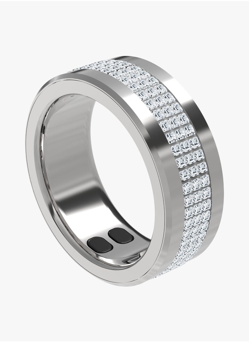 porodo - Jewels Smart Ring Health Tracker M Size 8 18.2mm / Works with App  / Heart Rate & Sleep Monitor/ Sports Mode/Calorie/Distance/Pedometer/Daily Fitness /Menstrual Cycle/SpO2/Body Temperature - Silver - Image 1