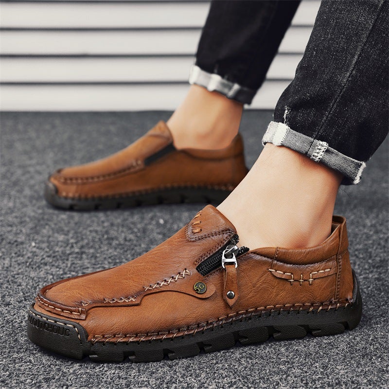 Plus Size Spring New Men'S Leather Shoes Men'S Shoes Driving Tods Men'S Casual Shoes Business Slip-On Shoes Khaki - Image 5