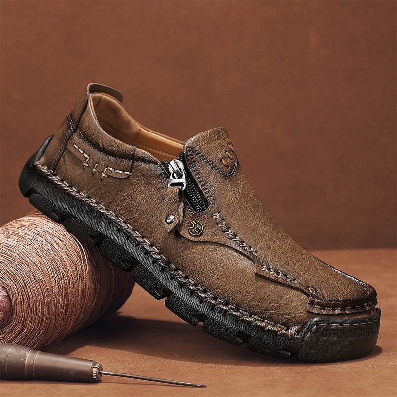 Plus Size Spring New Men'S Leather Shoes Men'S Shoes Driving Tods Men'S Casual Shoes Business Slip-On Shoes Khaki - Image 2