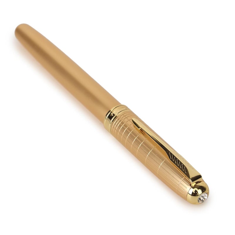 crewtone 20399 Luxury Roller Ball Pen Gold Finish Metal Body Golden Arrow Cap Clip, Designer Cap, Golden Trims Pen Comes with High End Gift Box. - Image 4