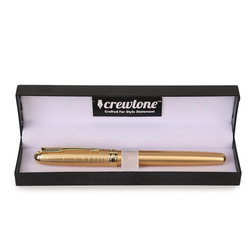 crewtone 20399 Luxury Roller Ball Pen Gold Finish Metal Body Golden Arrow Cap Clip, Designer Cap, Golden Trims Pen Comes with High End Gift Box. - Image 3