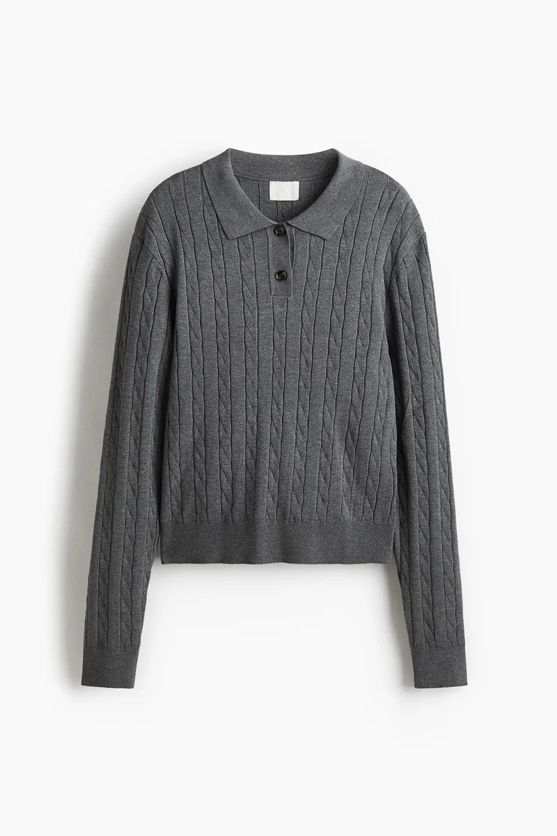 H&M Cable-knit polo shirt
