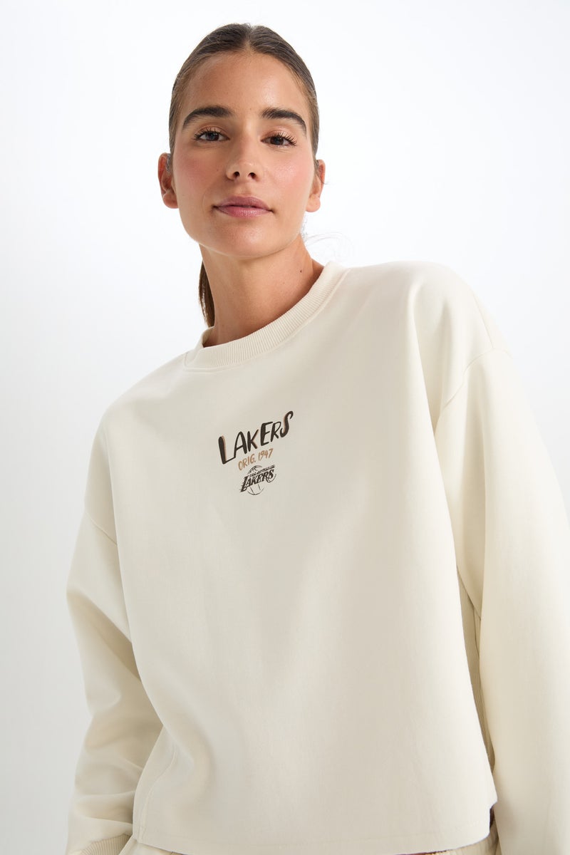 DeFacto Woman DeFactoFit NBA Los Angeles Lakers Crew Neck Sweatshirt - Image 3