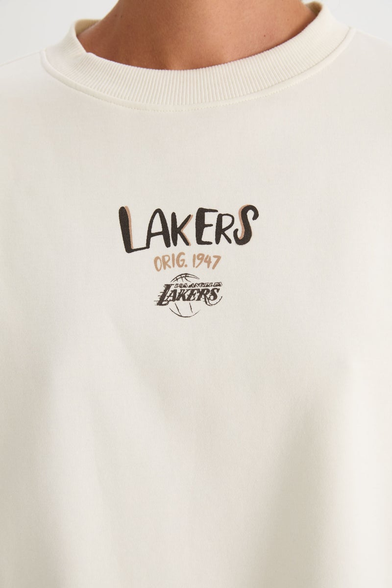 DeFacto Woman DeFactoFit NBA Los Angeles Lakers Crew Neck Sweatshirt - Image 5