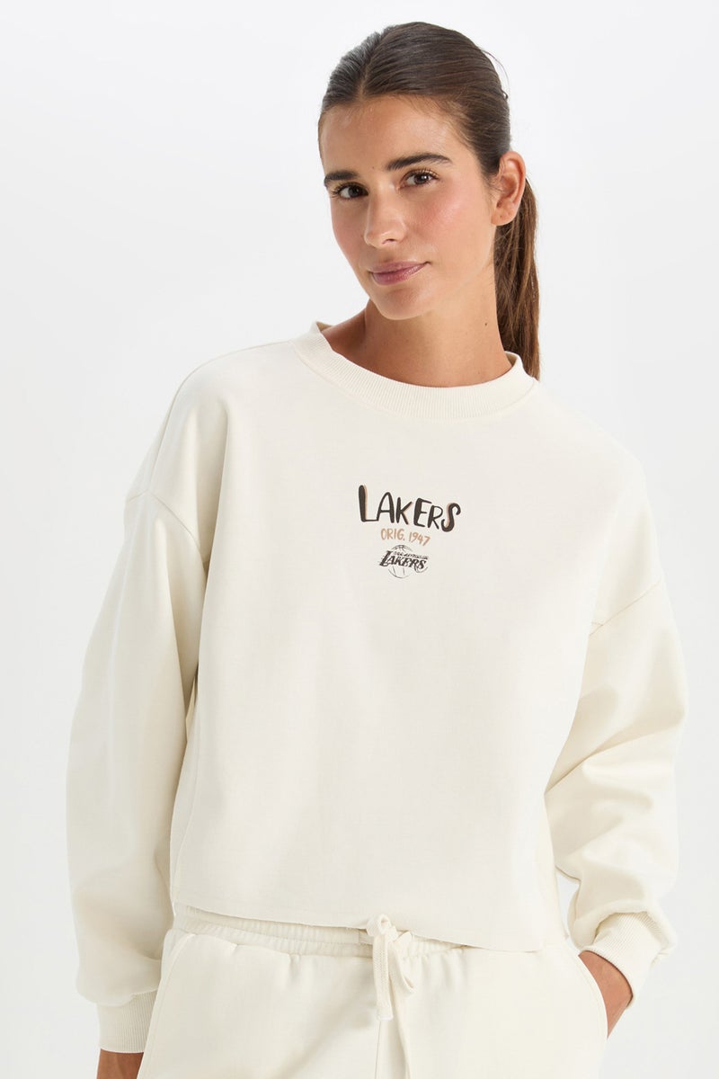 DeFacto Woman DeFactoFit NBA Los Angeles Lakers Crew Neck Sweatshirt - Image 1