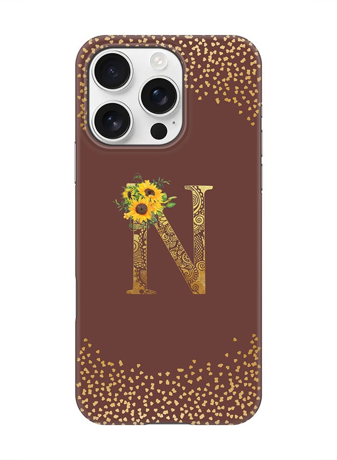 Stylizedd For iPhone 16 Pro,Case, [Compatible with MagSafe] Magnetic cover Slim fit Protection Matte, - Custom Floral Monogram - N  (Brown ) - Image 1