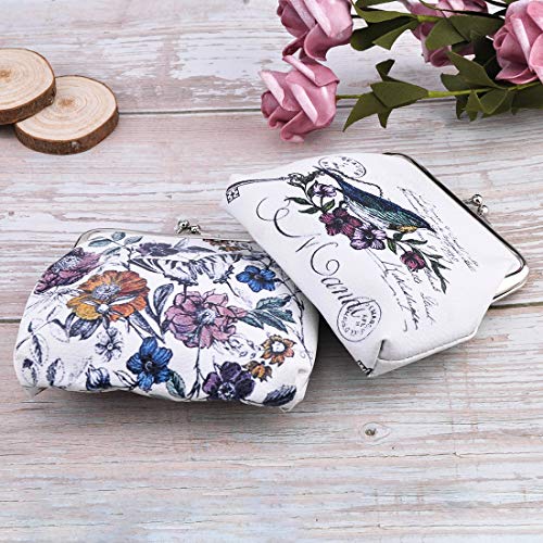Oyachic 4 Packs Leather Coin Purse,Change Purse for Women,Floral,Owl,Butterfly,Bird Coin Pouch Kiss Lock for Women,Girls - Image 5