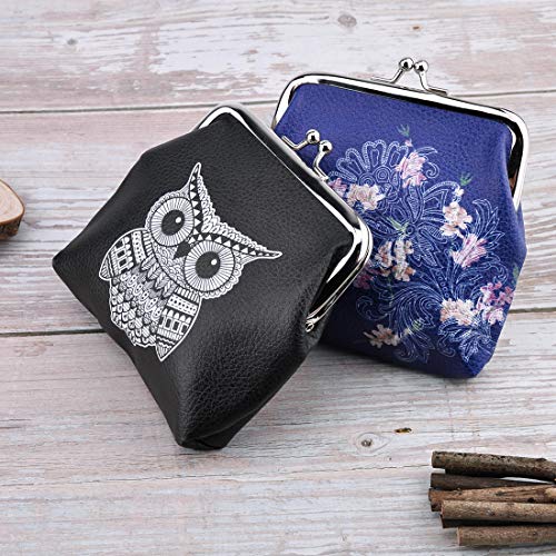 Oyachic 4 Packs Leather Coin Purse,Change Purse for Women,Floral,Owl,Butterfly,Bird Coin Pouch Kiss Lock for Women,Girls - Image 4