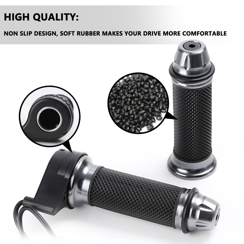 Mokuo E-Bike Full Twist Throttle Grips - 22mm/0.87" Universal Aluminium Alloy Throttle Accelerator Handlebar with Rubber Grip, Fit for Electric Bicycle & Scooter (Titanium Color) - Image 5