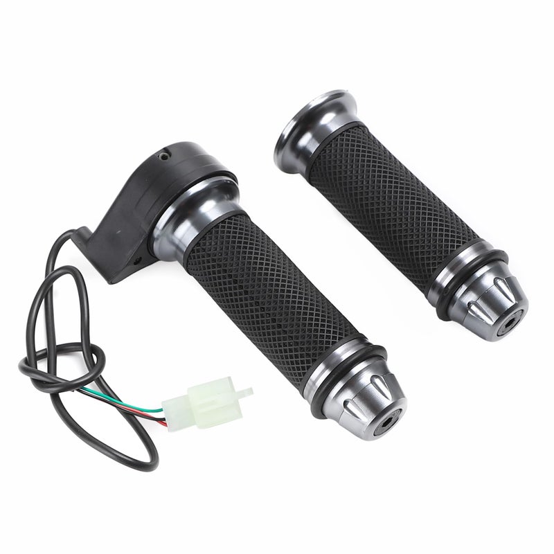 Mokuo E-Bike Full Twist Throttle Grips - 22mm/0.87" Universal Aluminium Alloy Throttle Accelerator Handlebar with Rubber Grip, Fit for Electric Bicycle & Scooter (Titanium Color) - Image 1