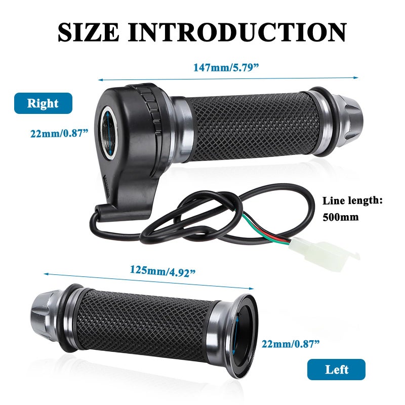 Mokuo E-Bike Full Twist Throttle Grips - 22mm/0.87" Universal Aluminium Alloy Throttle Accelerator Handlebar with Rubber Grip, Fit for Electric Bicycle & Scooter (Titanium Color) - Image 2