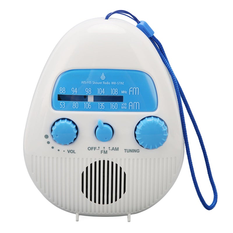 Zopsc Shower Radio Built in Speaker, Hanging Bathroom Radio with Rotating Knob for Easy Tuning and Volume Control. - Image 1