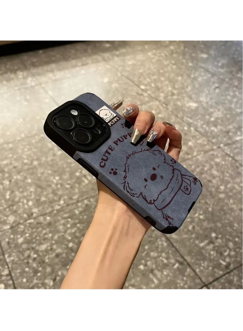 NIBEMINENT Scarf Puppy Protective TPU Case Cover For IPhone 16 Pro, Blue