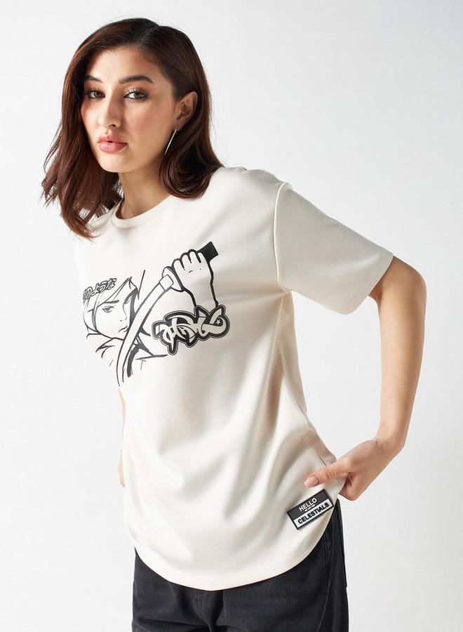 SP Characters The Celestials Print Round Neck T-shirt with Short Sleeves - Image 1