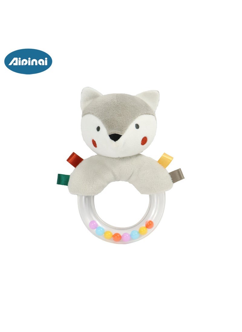 New baby hand ring 0-1 year old grip hand ring newborn baby hand bell plush toy spot Nordic Fox hand bell 