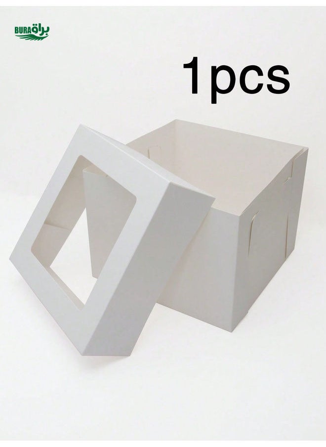 1pc/2pcs White Cake Box With Window, Bakery Gift Box, Large Size Cake Packaging Box, Multi-Layer Cake Decoration Paper Box, Birthday Cake Box, Large Size Gift Box, Exclude Cake Board