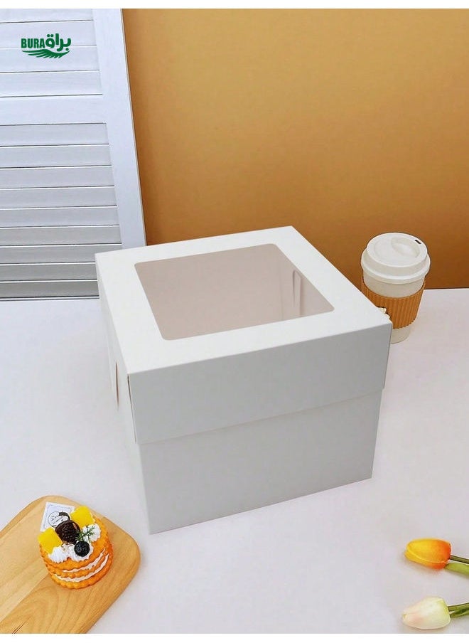 1pc/2pcs White Cake Box With Window, Bakery Gift Box, Large Size Cake Packaging Box, Multi-Layer Cake Decoration Paper Box, Birthday Cake Box, Large Size Gift Box, Exclude Cake Board