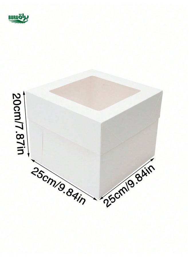 1pc/2pcs White Cake Box With Window, Bakery Gift Box, Large Size Cake Packaging Box, Multi-Layer Cake Decoration Paper Box, Birthday Cake Box, Large Size Gift Box, Exclude Cake Board