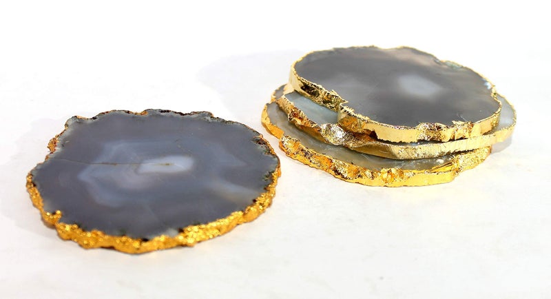 eSplanade Natural Agate Coasters Bar Beer Coffee Tea Coaster - Set of 4 Coasters - Perfect Table Accessories Tableware (Natural Grey) - Image 4