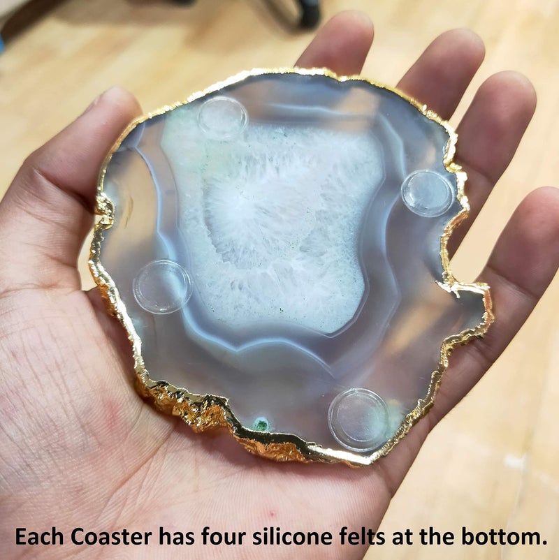 eSplanade Natural Agate Coasters Bar Beer Coffee Tea Coaster - Set of 4 Coasters - Perfect Table Accessories Tableware (Natural Grey) - Image 5