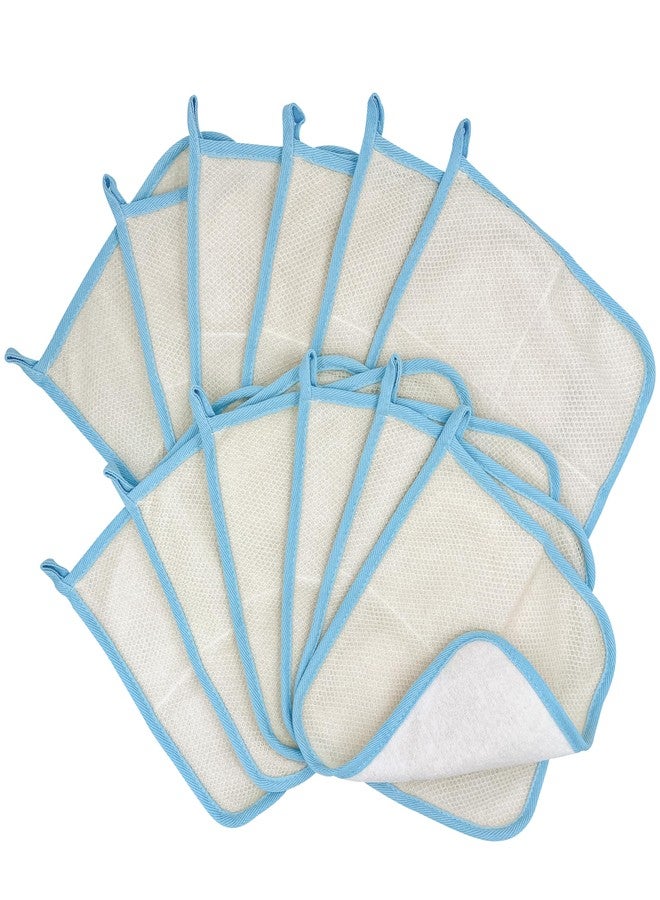Bleu Bath (12 Pack) Dual-Sided Exfoliating Skin Towel Natural Cotton Body Cloth Scrubber Premium Sturdy Loofah Towel Soft and Buffing Wash Cloth White for Either Oil or Dry Skin - Image 1