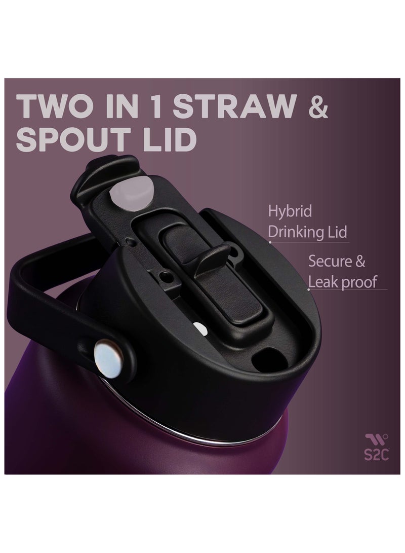 S2C Stainless Steel Water Bottle 1L,32oz Double Wall Vacuum Insulated Water Bottle, BPA Free Water Bottle for Kids School with Spout Lid - Thermos Water Flask for Hot Water, Water Bottles - Image 4