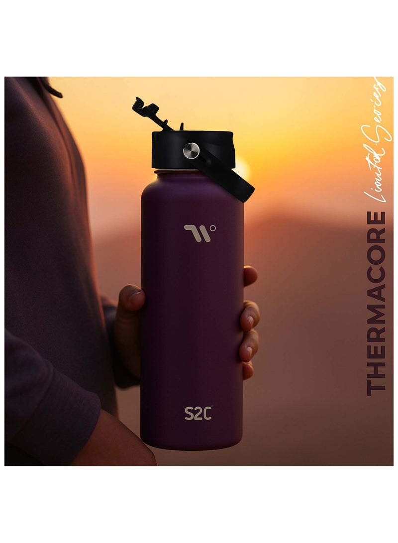 S2C Stainless Steel Water Bottle 1L,32oz Double Wall Vacuum Insulated Water Bottle, BPA Free Water Bottle for Kids School with Spout Lid - Thermos Water Flask for Hot Water, Water Bottles - Image 5