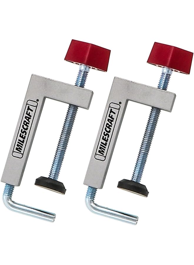 Milescraft 4009 Fence Clamps - 2 pack Universal Clamps with 3/8" Rod for Table Saws, Mitre Saws, Router Tables and Clamping Squares - Image 1