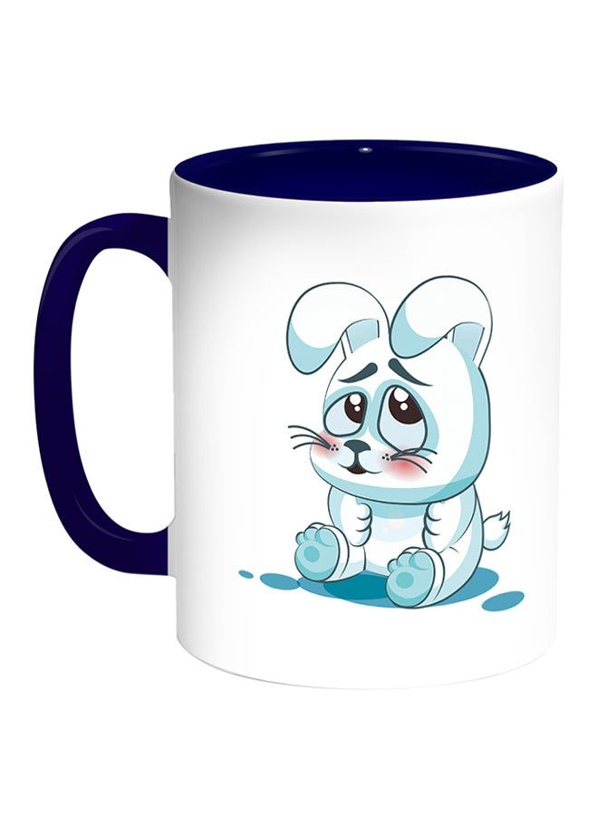 RKN Rabbit Printed Coffee Mug White Blue 11 ounce - Image 2