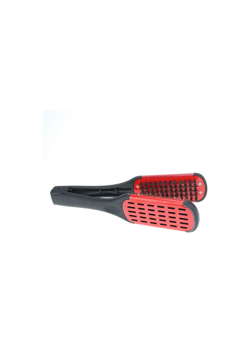 GGOOT Durable Hairdressing Straightener Ceramic Hair Straightening Double Brushes V Shape Comb Clamp Styling Tools,Red  - Image 1