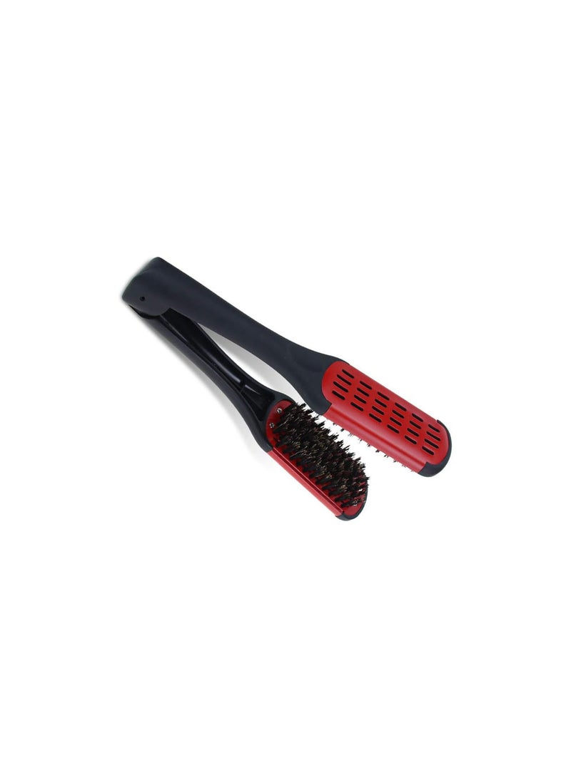 GGOOT Durable Hairdressing Straightener Ceramic Hair Straightening Double Brushes V Shape Comb Clamp Styling Tools,Red  - Image 3