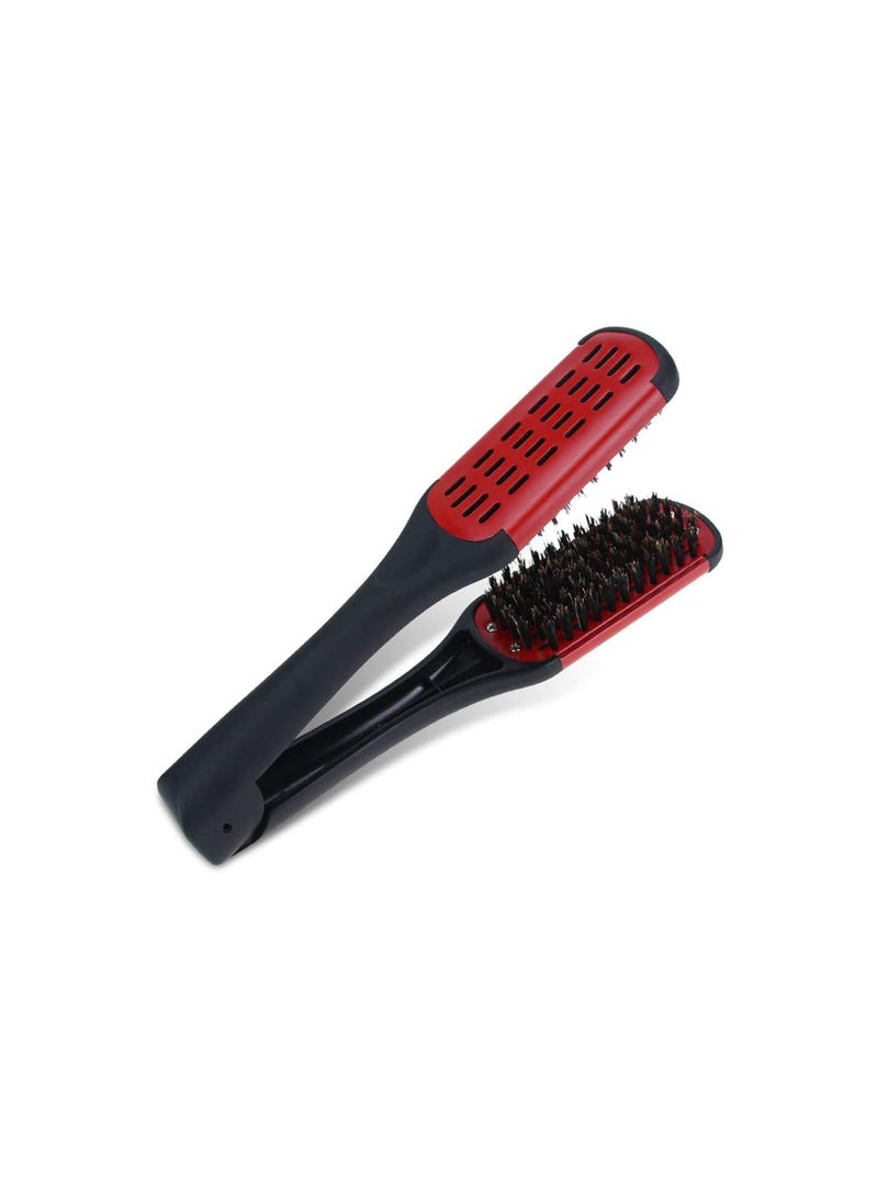 GGOOT Durable Hairdressing Straightener Ceramic Hair Straightening Double Brushes V Shape Comb Clamp Styling Tools,Red  - Image 5