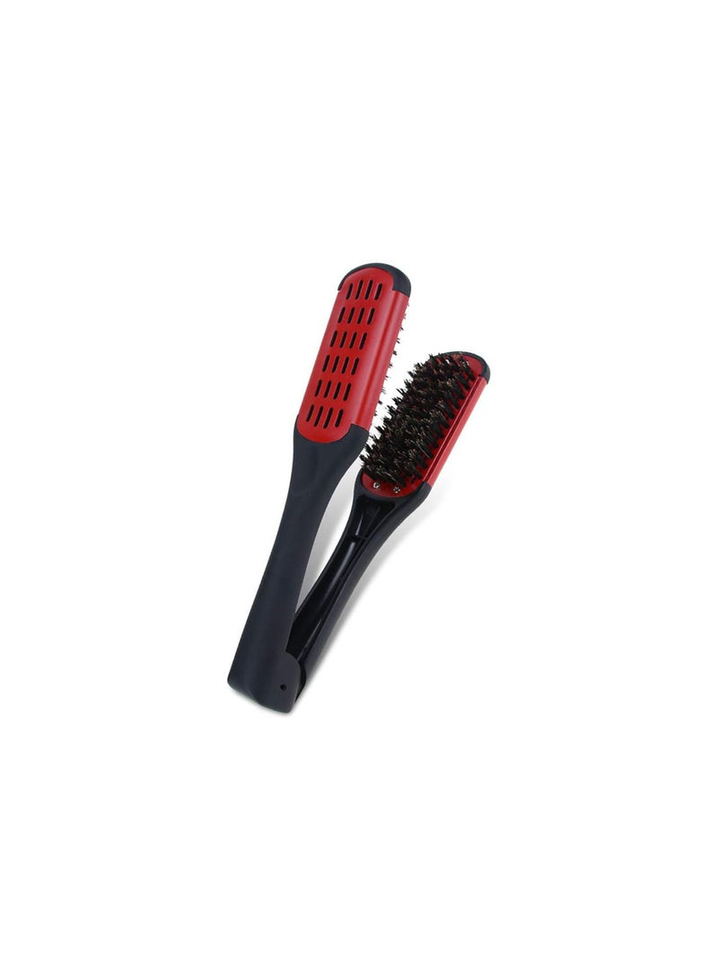 GGOOT Durable Hairdressing Straightener Ceramic Hair Straightening Double Brushes V Shape Comb Clamp Styling Tools,Red  - Image 4