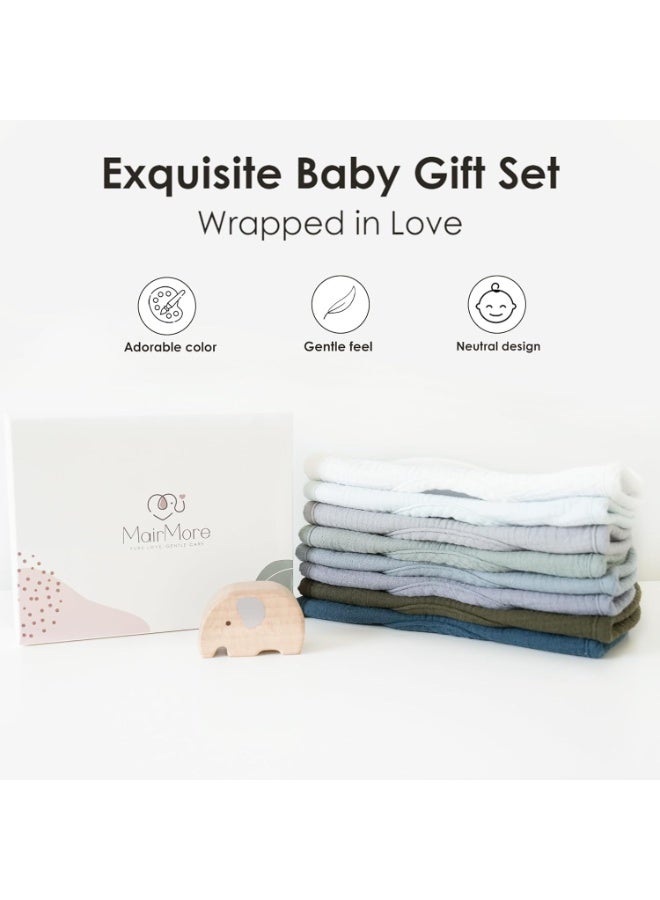 Bukela 8-Pack Baby Muslin Bibs, Soft Cotton Drool Bibs for Boys Girls, Adjustable and Absorbent Newborn Bib Set for Feeding and Drooling - Image 4