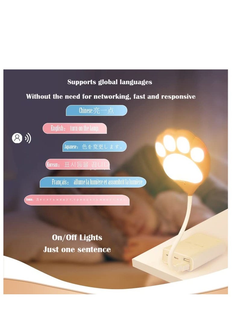 SYOSI USB LED Night Light Lamp, Dimmable Bedside Reading Light with Voice Activated Control for Kids Bedroom, Smart LED Desk Lamp with Timer and Portable Gooseneck for Home Office Room Table - Image 2