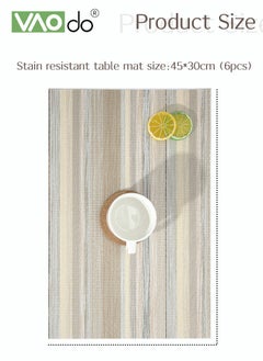 VAOdo 6PCS Placemat High-quality PVC Material Striped Shape Heat Insulation Oil-proof Not Easy to Mold Suitable for Home Hotels Restaurants Cafes Etc  - Image 2