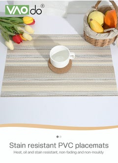 VAOdo 6PCS Placemat High-quality PVC Material Striped Shape Heat Insulation Oil-proof Not Easy to Mold Suitable for Home Hotels Restaurants Cafes Etc  - Image 3