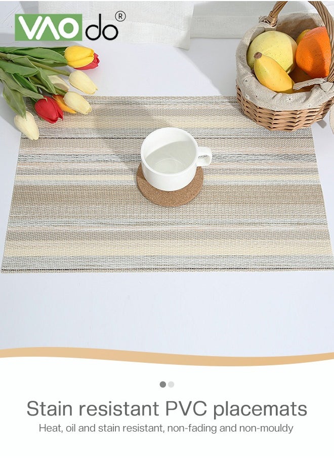 VAOdo 6PCS Placemat High-quality PVC Material Striped Shape Heat Insulation Oil-proof Not Easy to Mold Suitable for Home Hotels Restaurants Cafes Etc  - Image 3