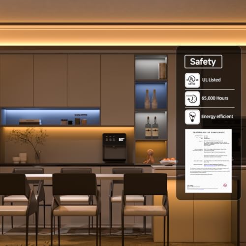BTF-LIGHTING BTFLIGHTING FCOB COB LED Strip Warm White 2700K UL Listed 528LEDm High Density Uniform Light 164FT DC12V CRI 90 10mm Width Tape Light for Home Indoor DIY LightingNo Adapter or Controller - Image 3