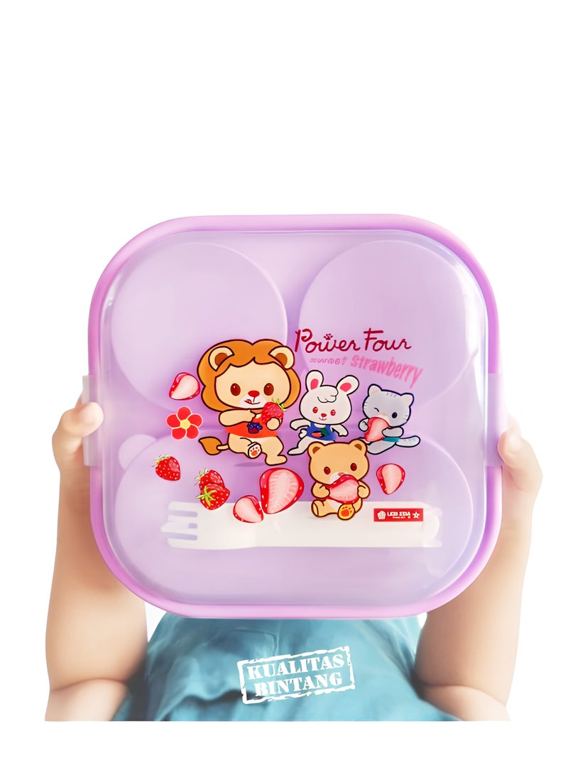 Lion Star Kids Bento Lunch Box with 3 Compartment Dishware Safe Leakproof BPA Free | Lunch Box For School Kids Assorted Color - Image 4