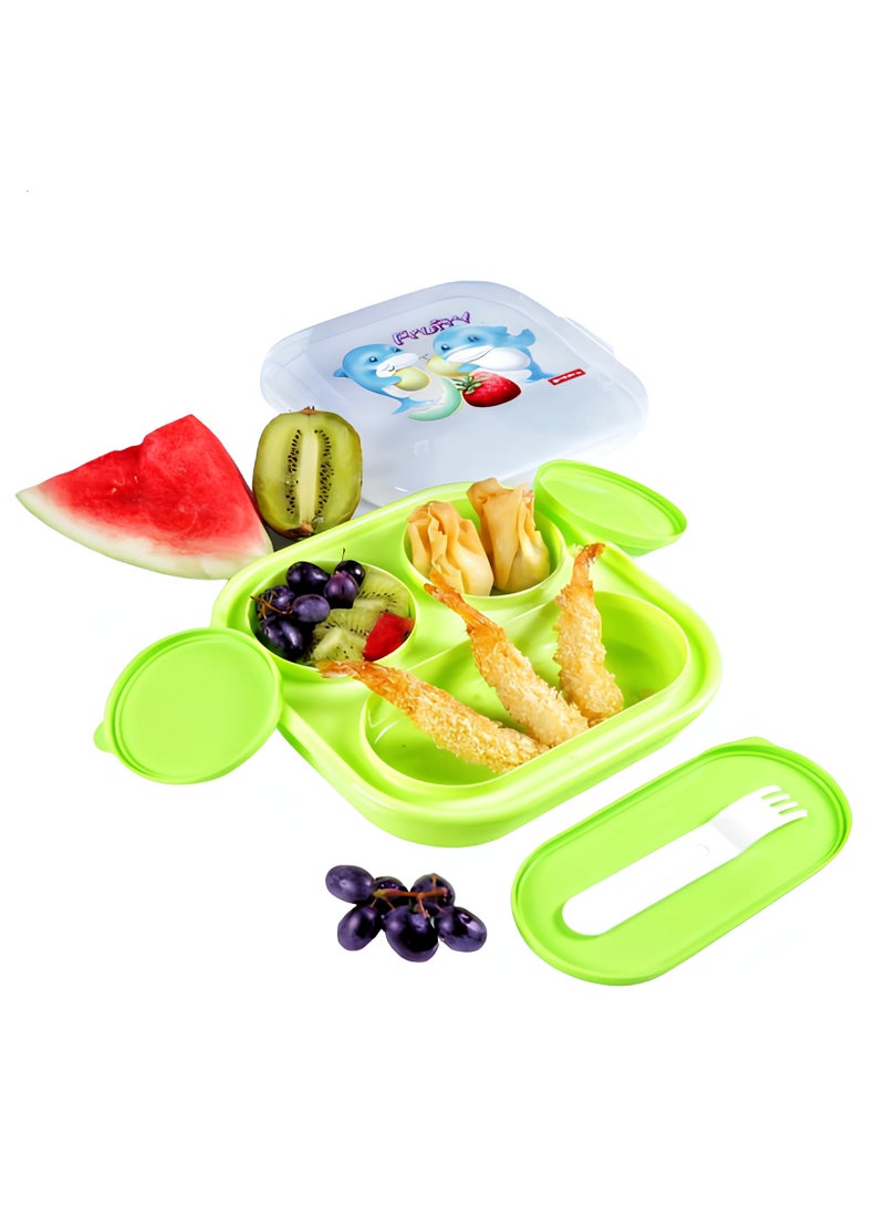 Lion Star Kids Bento Lunch Box with 3 Compartment Dishware Safe Leakproof BPA Free | Lunch Box For School Kids Assorted Color - Image 2