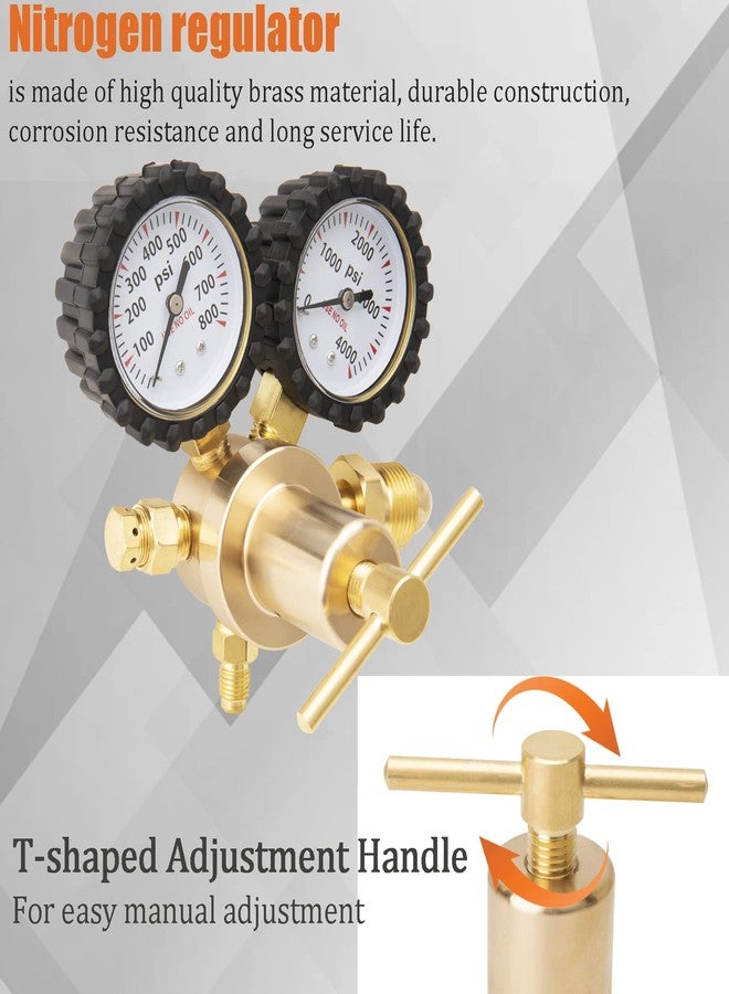 KAKO Nitrogen Regulator HVAC with 60" Hose, Nitrogen Regulator 0-800 PSI Output Pressure, 0-4000 PSI Inlet pressure, CGA580 Inlet Connection, 1/4'' Male Flare Outlet Connection - Image 4