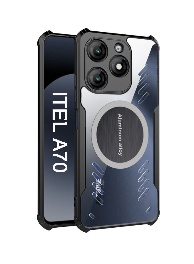 GKK Compatible for ITEL A70 Case Cover, [Graphene Heat Dissipation] Magnetic Suction Wireless Charging Anti-drop and Anti-fingerprint Case Cover for ITEL A70（Black/Transparent) - Image 1