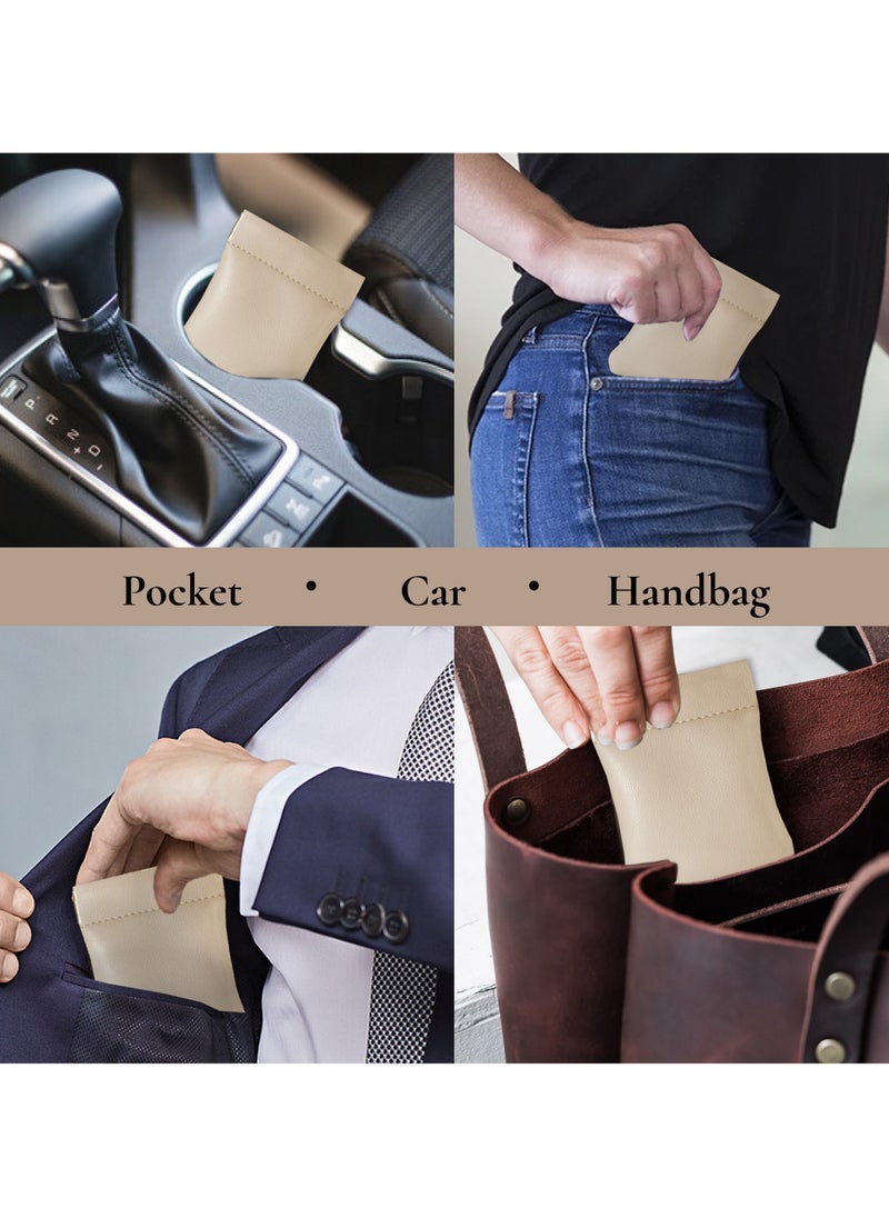 LeArt Leather Squeeze Coin Pouch for Men & Women | Coin Purse | Coin Holder | For Coins, Keys, Earphones, Cards, AirPods, Rosary | Great Gifting Option (Tan)  - Image 3