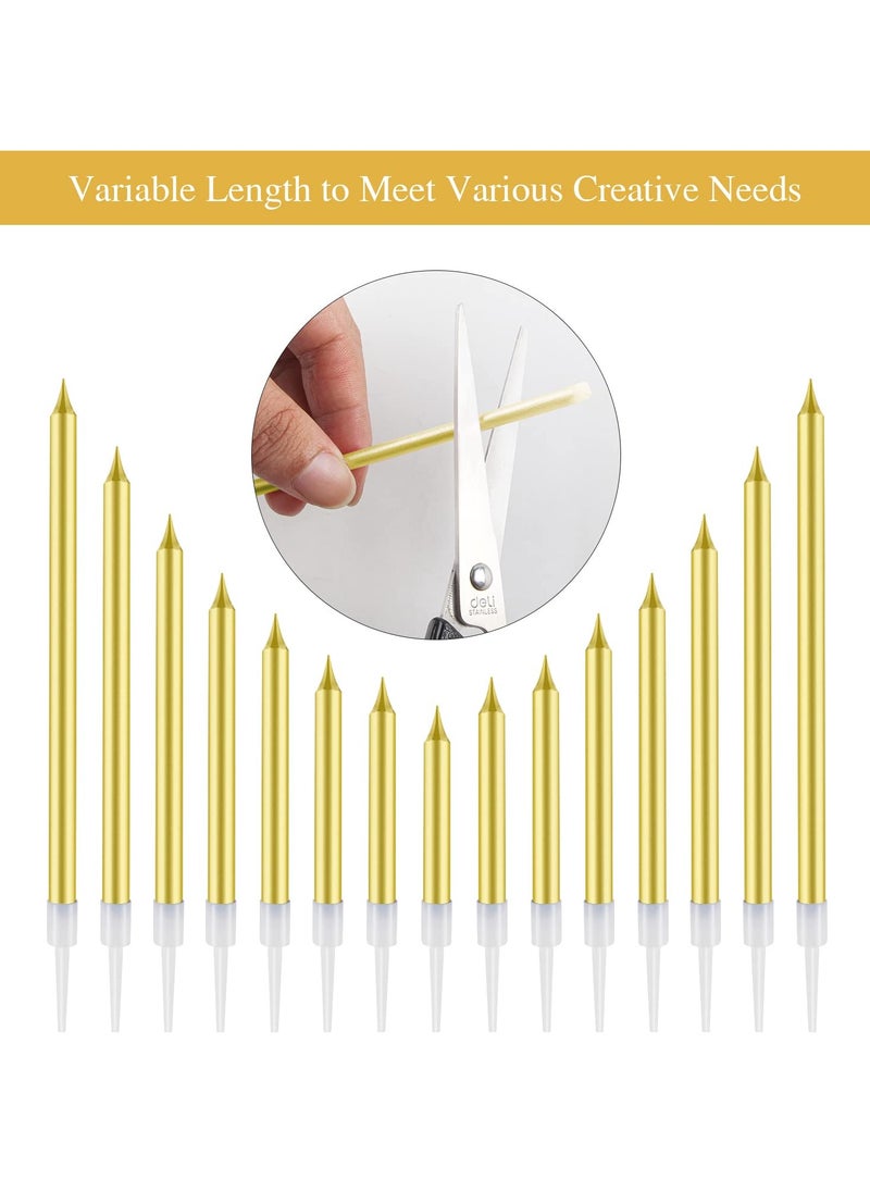 RTYY - 12 Count Birthday Candles Electroplate Birthday Candles Set Long Thin Cake Candles Slow Burning Candles for Birthday, Wedding, Lucky Party Decoration(Gold+Rose Gold) - Image 1
