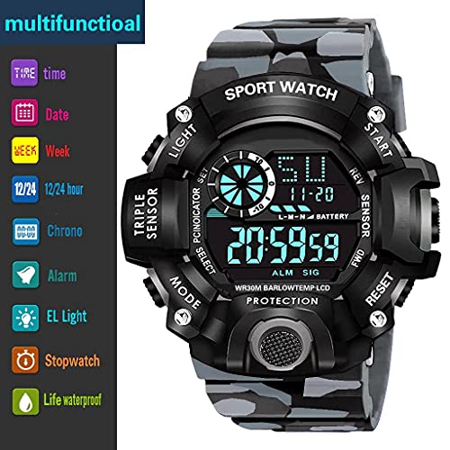 Acnos Premium Brand - A Digital Watch With Square Led Shockproof Multi-Functional Automatic White Grey Color Army Strap Waterproof Digital Sports Watch For Men'S Kids Watch Pack Of 2 - Image 4