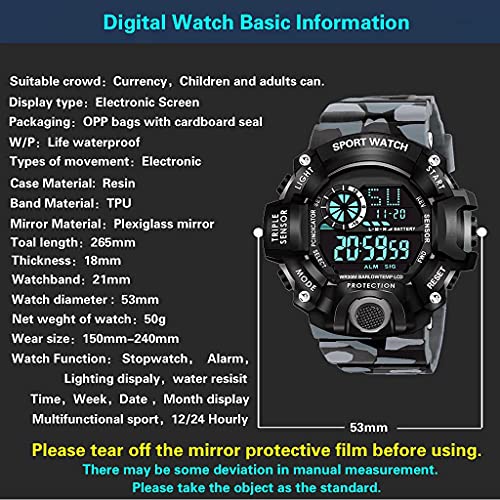 Acnos Premium Brand - A Digital Watch With Square Led Shockproof Multi-Functional Automatic White Grey Color Army Strap Waterproof Digital Sports Watch For Men'S Kids Watch Pack Of 2 - Image 5